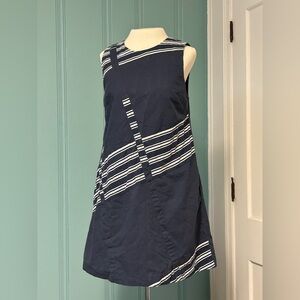 Maeve Blue and White A-Line Mini Dress
